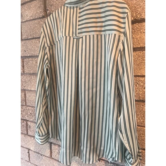 Rails Womens Spencer Striped Long-Sleeve Button-Down Shirt In Green & White - Picture 10 of 10